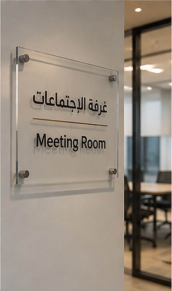 Acrylic meeting room sign