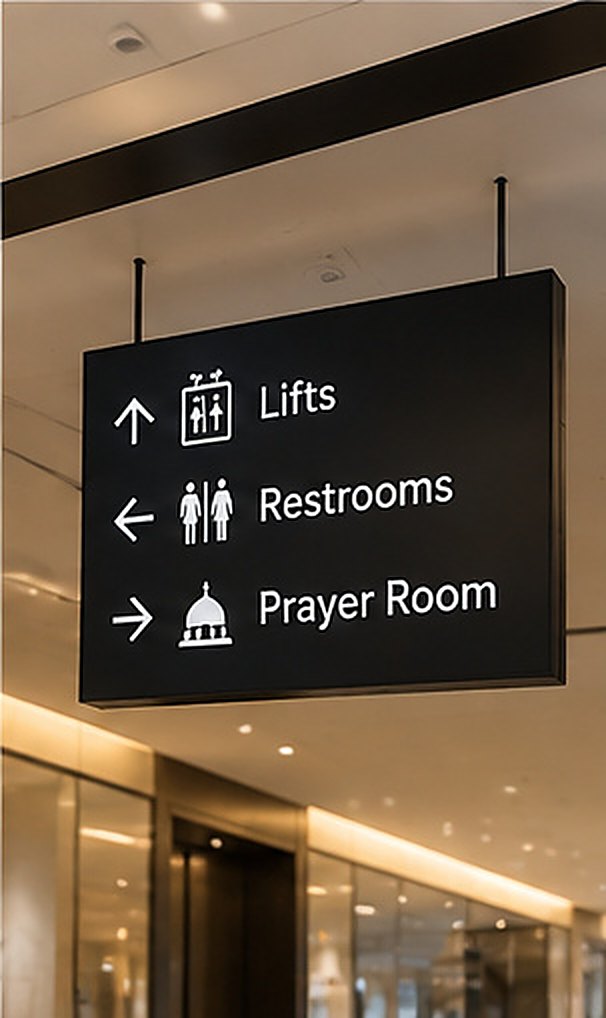 Hanging directional sign