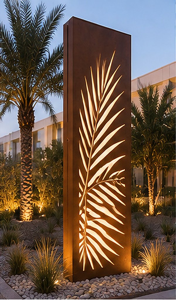 Backlit laser-cut monument sign
