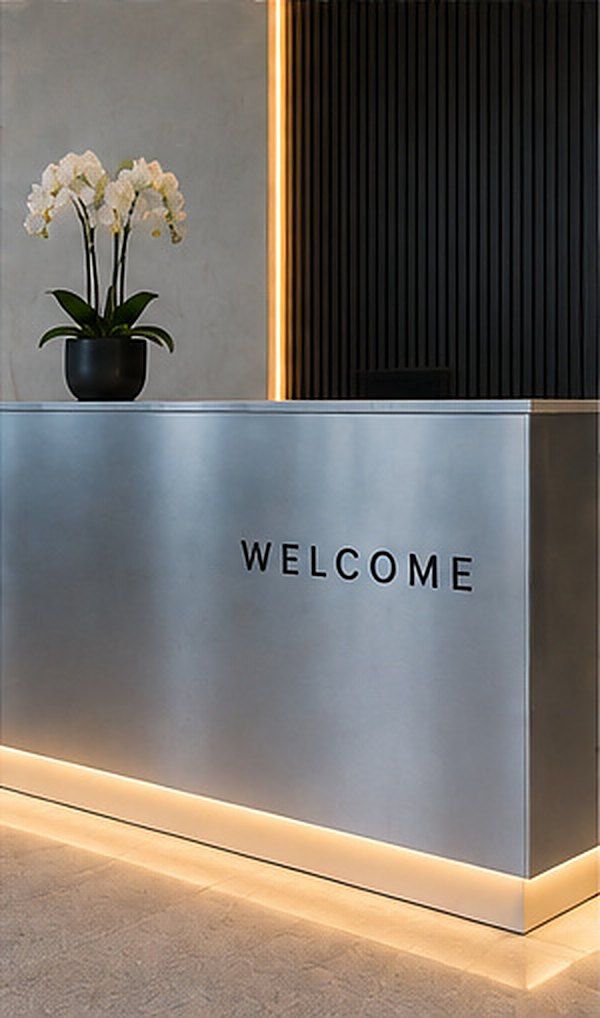 Illuminated reception desk sign